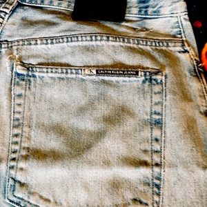 Calvin Klein Vintage Denim Jeans-Stone Washed Ripped Knee Jeans - Size 36